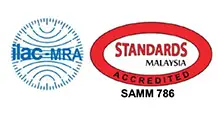 ILAC-MRA and Standards Malaysia accredited SAMM 786